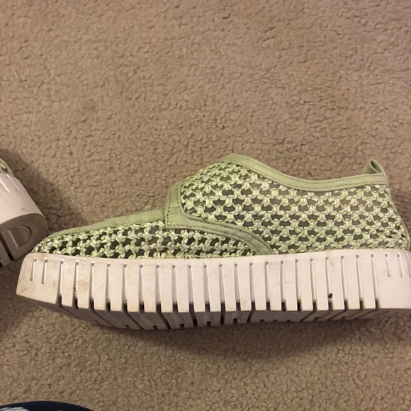 Silent D Bravissimo Flats Green Mesh Loafers with Gold Buckle - Picture 6 of 6